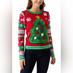Festive Red Christmas Tree Sweater (ugly Christmas sweater)